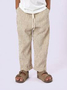 SUMWON 纹理套穿裤泡泡纱裤夏季长裤舒适抽绳腰休闲海滩度假日常穿着