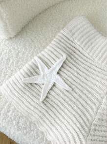 Elamini Crocheted Starfish Texture Pink Knit Shorts - Beige - View 4