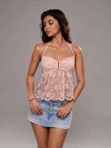TRNVIE Damen Spaghettiträger Camisole mit Spitze, Resort-Stil, Frühling/Sommer