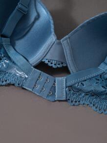 SHEIN 女士纯色蕾丝拼接文胸三件套