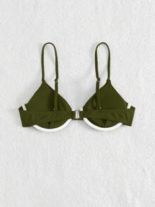 SHEIN Swim 性感海滩度假绿色钢圈比基尼上衣 - 軍綠色 - 查看 2