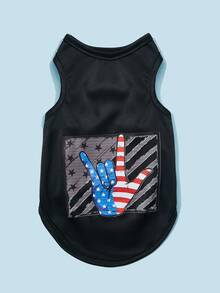PETSIN 1 Piece Of Independence Day Star Hand Striped Printed Pet Vest - Multicolor - View 3