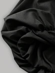 SHEIN Girlism Vestido negro y blanco de silueta abultada con gran moño, hombros descubiertos, para niñas preadolescentes de moda elegante y urbana - Negro - Ver 6