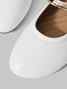 SheIn MOD Zapatos planos versátiles con decoración de cadena de metal, cómodos para mujer, adecuado para ir a trabajar