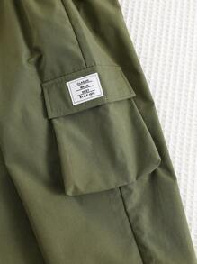 SHEIN 2 件套年轻男童休闲宽松无袖印花上衣和抽绳裤套装，百搭服装 - 彩色 - 查看 5