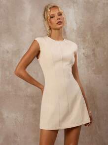 SHEIN Forever 21 春夏女士浪漫/舞会/正式/生日/90 年代服装/商务休闲女士/优雅/西部服装/外出/时尚/休闲/Y2K 服装/俱乐部/办公室/鸡尾酒会/复古/紧身/狂欢服装节日/有趣/优雅/老钱/街头服饰/度假服装/乡村音乐会服装/工作服/端庄/春假/单身女郎服装/音乐会/坏人/基本款/毕业/ A 字裙/短款/黑色迷你裙 - 杏色 - 查看 1