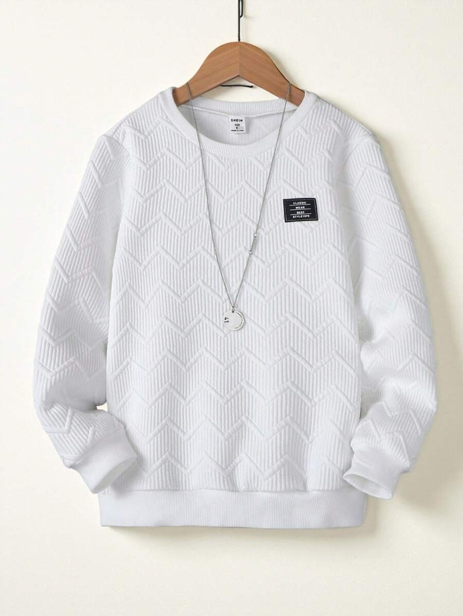 SHEIN Ragazzo Tween Pullover toppa con lettera senza collana