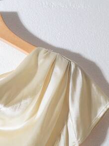 SHEIN Clasi Women Elegant Solid Color Waist-Cinched Mid-Length Dress