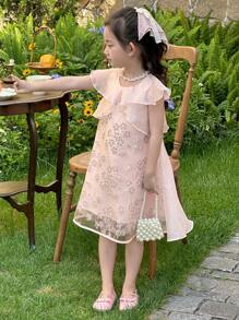 DAZY Young Girls Fall Dress - Dusty Pink - View 3