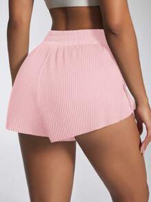 Sovereign Charm Women's Letter Print Side Split Casual Sports Shorts Workout Short - Pink - View 2