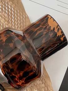 1 件简约优雅豹纹玻璃花瓶，可放置干花或鲜花，适合客厅或餐厅装饰家居装饰
