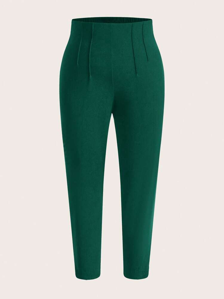 Plus Size Casual Plaid Tapered Pants For Autumn & Winter, For Christmas Green Pantshigh Waisted Pantsshein Tall Pants
