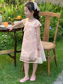 DAZY Young Girls Fall Dress - Dusty Pink - View 6