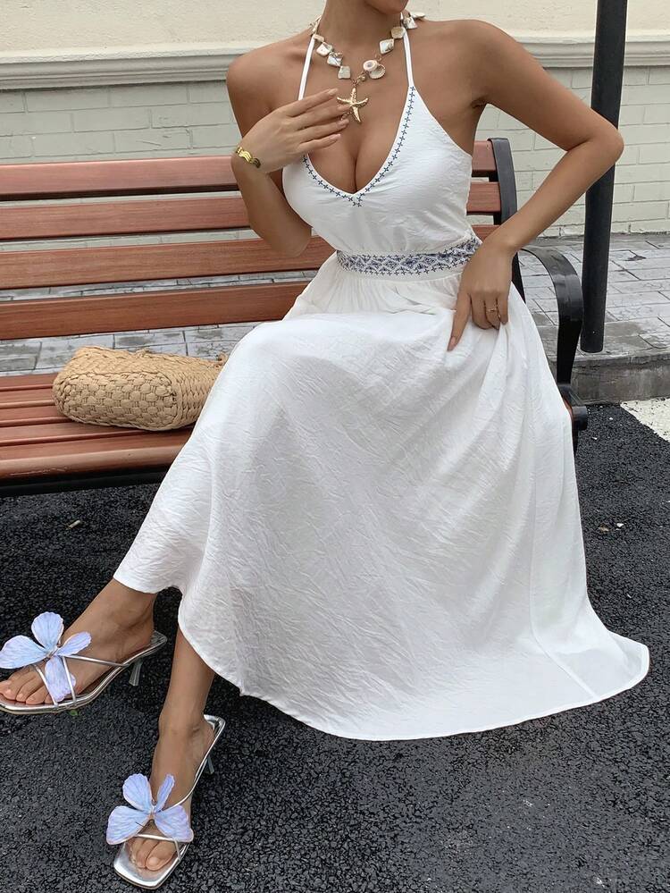 Women Sleeveless Dress, Holiday Resort Style Spring/Summer Vacation Maxi Dress Cruise Outfit For Women Boho