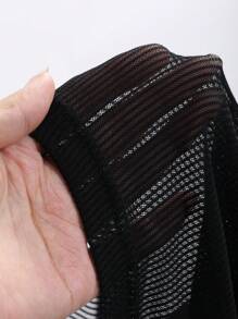 DAZY Drop Shoulder Super Crop Top Without Cami Top Festival Sheer Long Sleeve Women Tops,Fall Women Clothes