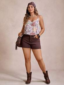 SHEIN VCAY Große Größen Blume Muster Lässig Trägerhemd Boho Damen Bekleidung Süße Sommer Tops Trägertop