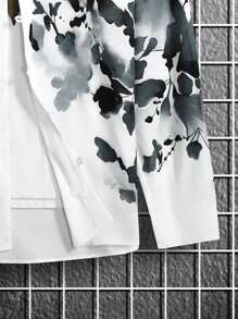 Manfinity RSRT Men's Floral Print Front Button Casual Long Sleeve Shirt, Spring/Summer Men Shirts Graphic Graphic Men Shirts Men Fashion Shirts Nice Shirts For Men Men Clothing Shirts