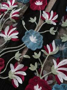 EMERY ROSE Plus Size New Embroidered Lightweight Cardigan Fall Winter Cloth For Women Autumn - Black - View 5