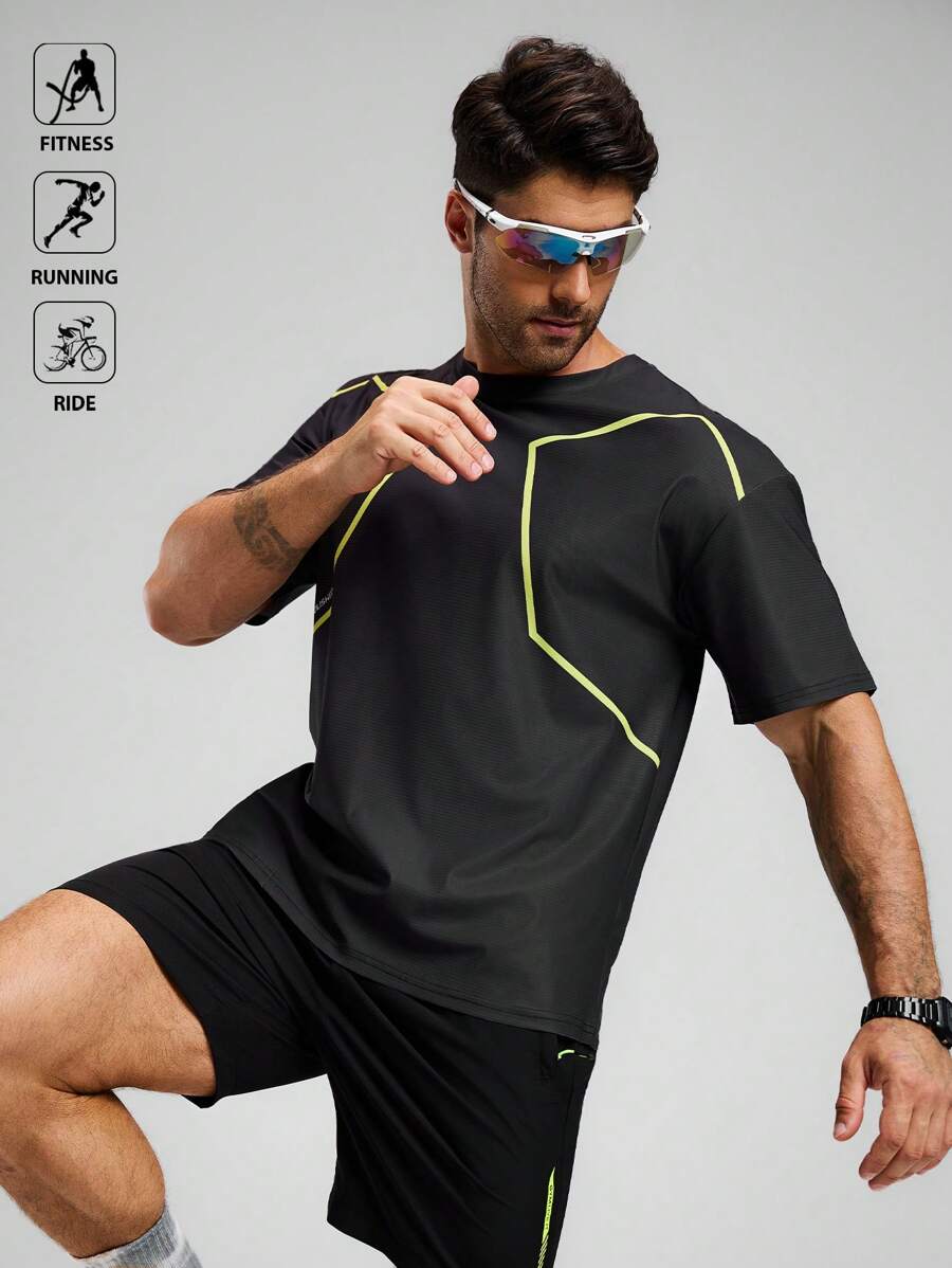 Acti Log 男士圆领短袖休闲健身运动T恤 - 深灰色 - 查看 1