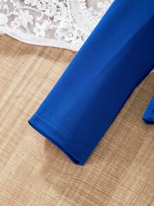 2pcs/Set Tween Girl Floral Print Pleated Slip Dress & Elegant Jacket - Royal Blue - View 8