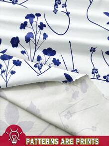 EMERY ROSE Camisa informal holgada de talla grande para mujeres con patrón floral sólido, escote en V y mangas farol