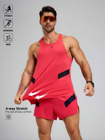 Manfinity Sport Polished 男士几何印花圆领背心和短裤两件套运动服套装