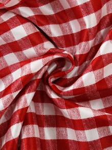 SHEIN 2pcs Young Girls Cherry Print Top & Plaid Pants Set - Red - View 8