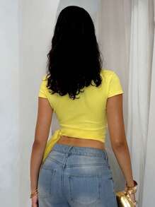 Glamine Débardeur réversible à nœud jaune pour femmes, convient pour les vêtements d'été et d'automne des femmes, retour à l'école