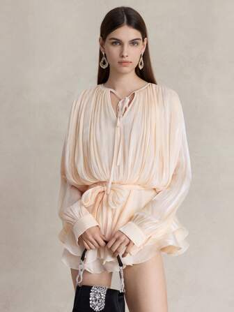  Briarwyn 女士休闲纯色梭织荷叶边连衣裙 女士夏季连衣裙 PrideOutfits 女士度假装 女士度假装 生日装 女士连衣裙 俱乐部装 女士性感迷你连衣裙 女士约会夜装 荷叶边