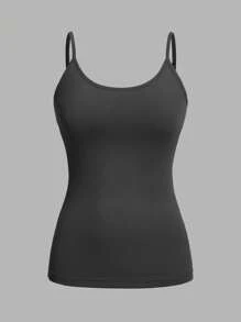 SHEIN EZwear 4件装加大码女式休闲紧身吊带背心，适合夏季穿着 - 彩色 - 查看 6