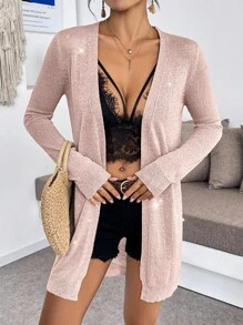 Chiquease Versatile Casual Commute Beach Viscose Knitted Cardigan For Summer Fall Winter Cloth For Women - Pink - View 3