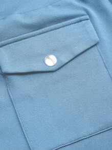 EMERY ROSE Plus Size High Waist Workout Shorts With Tummy Control And Butt Lift, Pocket Cargo Running Shorts - Blue - View 7