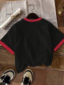 SHEIN Áo thun cổ tròn tay ngắn tối giản thường ngày cho bé gái tuổi teen, phù hợp cho mùa hè - Nhiều màu - Xem 2