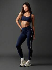 MISSGUIDED High Impact Cross Back Sports Bra Power Support Maximum Control Moisture Wicking Medium High Neck Fitness Exercise Yoga Running - Blue - View 5