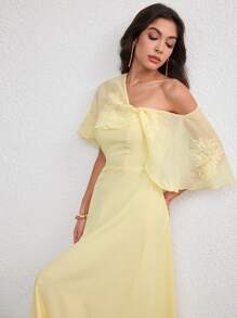 Modelyn Váy vàng thêu dây đeo vai, Xuân/Hè - Màu vàng - Xem 2