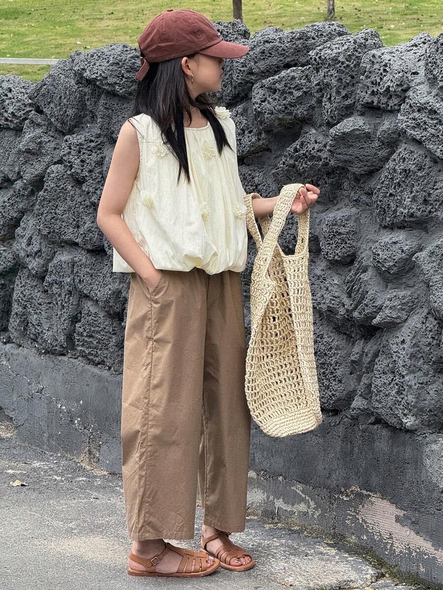 Dazy Kids 秋季童装女童碎花无袖上衣和裤子两件套