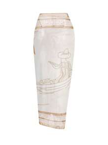 Swim Oasis 1 件女士度假纯色前结吊带背心泳衣和热带植物印花雪纺罩衫（含裙子）