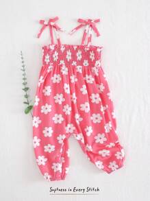 Cozy Pixies Baby Girl Floral Print Strap Waist Jumpsuit - Multicolor - View 1
