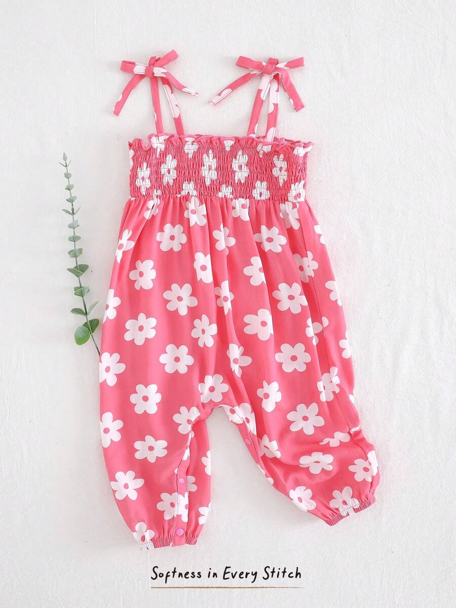 Cozy Pixies Baby Girl Floral Print Strap Waist Jumpsuit - Multicolor - View 1
