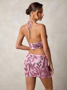 Glamine Conjunto de ropa de mujer con lentejuelas rosas para primavera/verano, conjunto de 2 piezas para ropa de festival de música de mujeres