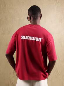 SUMWON Streetwear Signature Collection Oversized Basic T-Shirt Casual Urban Everyday Essential Men Tee Minimalist Design Summer Apparel