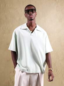 SUMWON 度假 Polo 衫 轻薄透气 夏季休闲休闲度假 沙滩高尔夫 Polo 衫 纯色 - 薄荷綠 - 查看 5