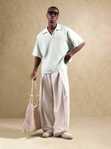 SUMWON 度假 Polo 衫 轻薄透气 夏季休闲休闲度假 沙滩高尔夫 Polo 衫 纯色 - 薄荷綠 - 查看 6