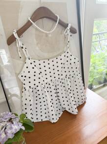 Comfortcana 女士白色编织圆点吊带背心 - 白色 - 查看 4