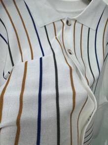 Manfinity Hypemode Plus Size Men's Casual Simple Stripe Cardigan