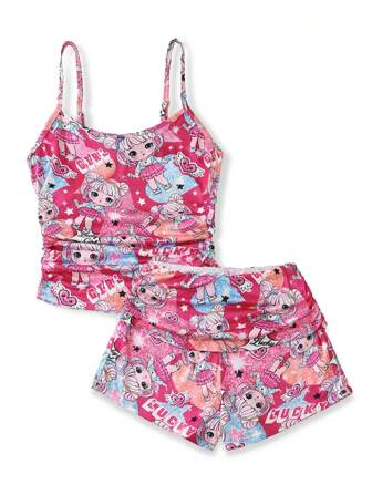 Y2K Playful Hot Pink Nightwear For Teenage Girls