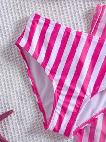 Bộ đồ bơi 3 món cho bé gái, họa tiết sọc và hoa phong cách đi biển - Màu Hồng Tươi - Xem 6