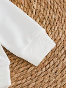 SHEIN Playful Pals 男婴白色休闲笑脸图案字母印花长袖针织衫，适合春秋季节，适合日常和户外穿着