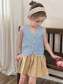 LMoss Kids LMoss 女童编织百搭纯色度假修身休闲上衣