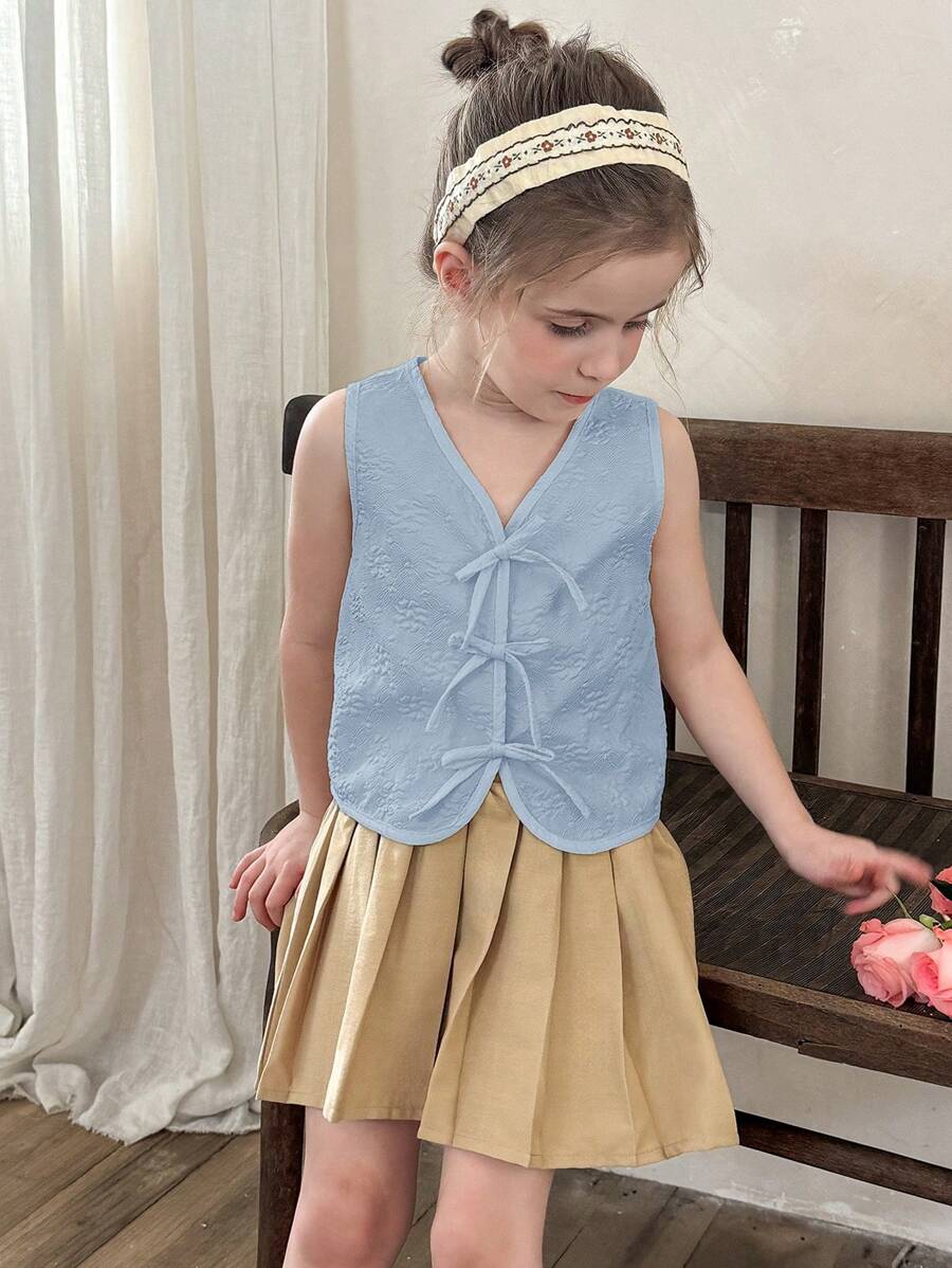 LMoss Kids LMoss 女童编织百搭纯色度假修身休闲上衣